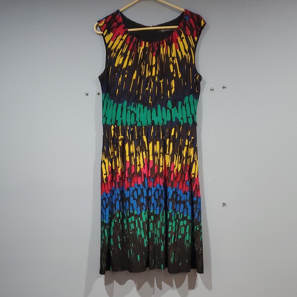 Ellen Tracy Colorful Patterned Mini Dress